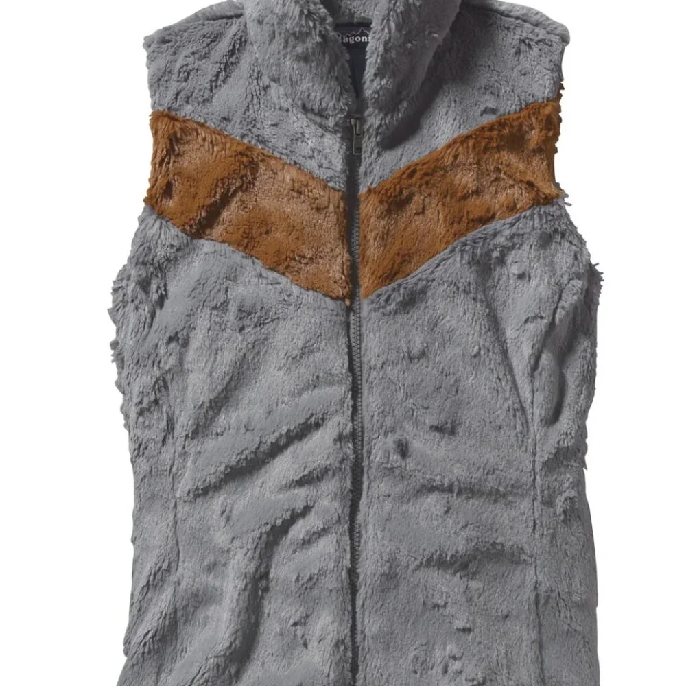 Patagonia gray & rust fuzzy pelage vest
